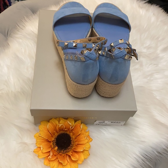 😍PRICE FIRM NEW! Marc Fisher Blue Studded Jazlyn Espadrille Platform Sandal - Picture 3 of 4